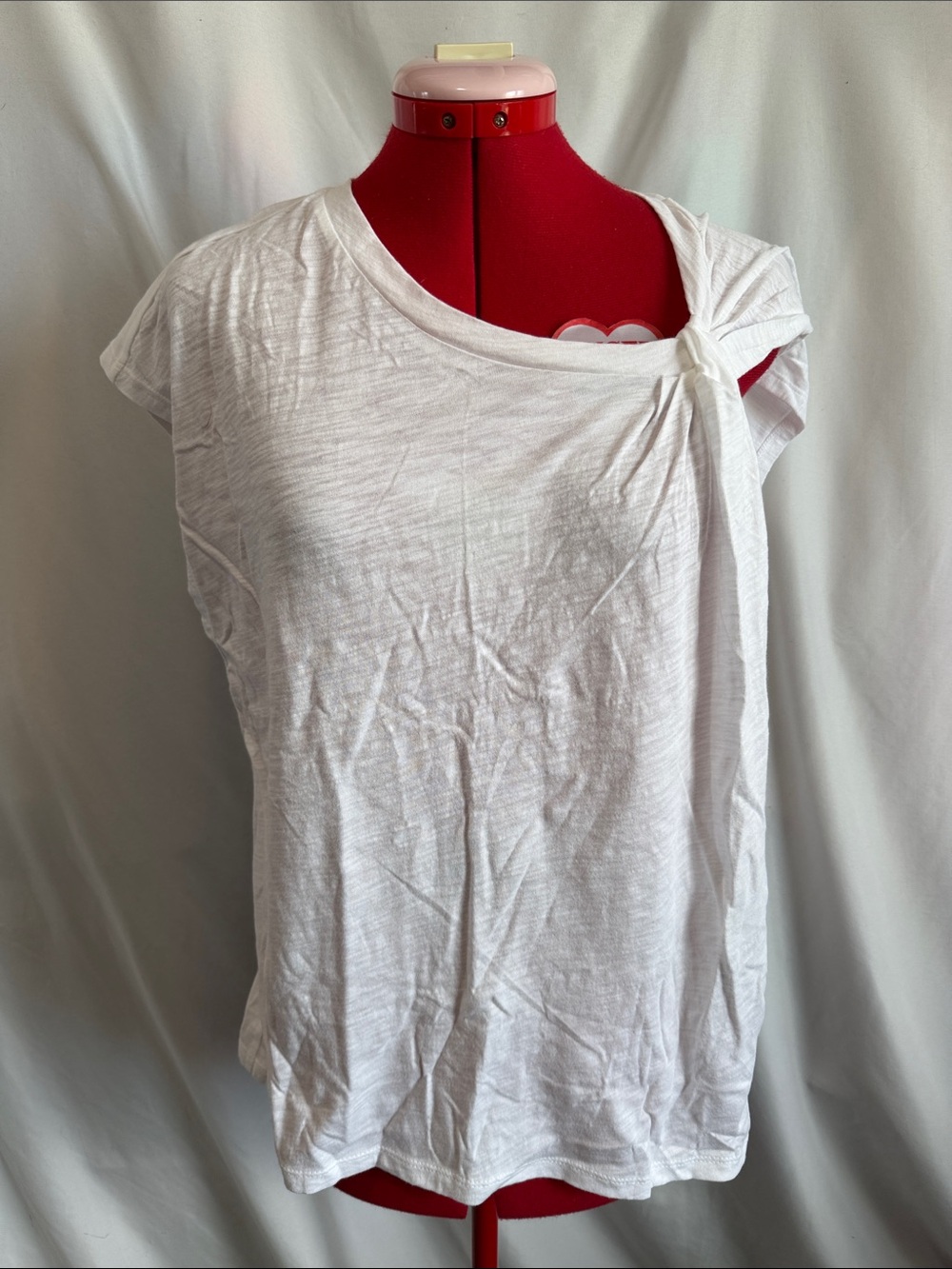 GAP White Knot-Shoulder Short Sleeve Tee